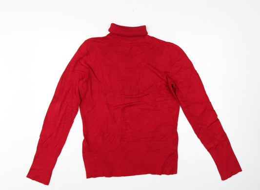 Wallis Women Red UK 10 Roll Neck Long Sleeve Knit Pullover Jumper