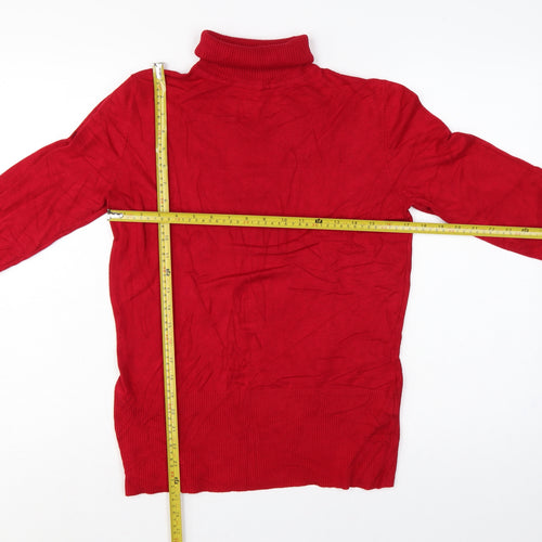 Wallis Women Red UK 10 Roll Neck Long Sleeve Knit Pullover Jumper