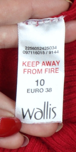 Wallis Women Red UK 10 Roll Neck Long Sleeve Knit Pullover Jumper