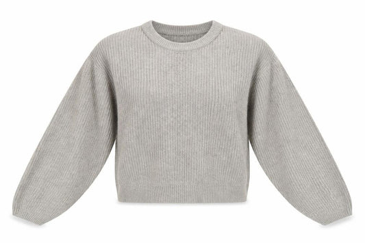 H&M Divided Women’s Grey UK 14 Chunky Knit Balloon Sleeve Jumper