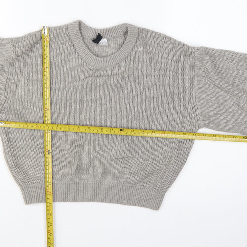 H&M Divided Women’s Grey UK 14 Chunky Knit Balloon Sleeve Jumper