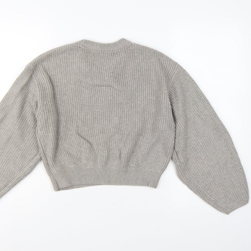 H&M Divided Women’s Grey UK 14 Chunky Knit Balloon Sleeve Jumper
