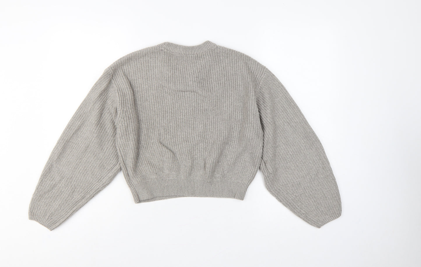 H&M Divided Women’s Grey UK 14 Chunky Knit Balloon Sleeve Jumper