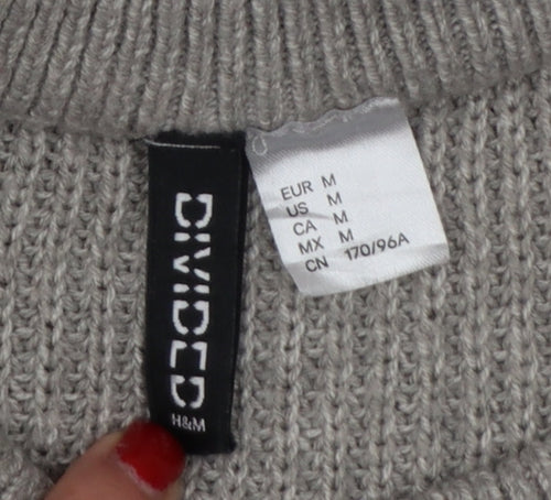 H&M Divided Women’s Grey UK 14 Chunky Knit Balloon Sleeve Jumper