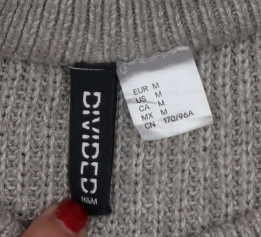 H&M Divided Women’s Grey UK 14 Chunky Knit Balloon Sleeve Jumper
