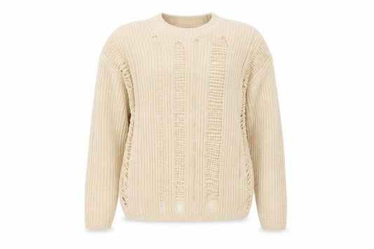ASOS Design Women Ivory UK 8 Relaxed Fringe Open Knit Jumper