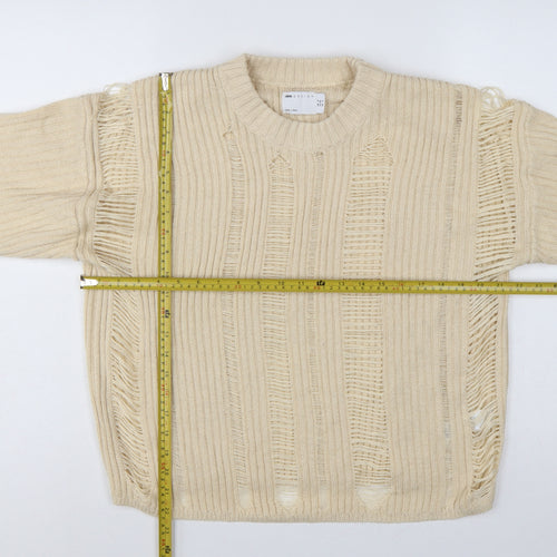 ASOS Design Women Ivory UK 8 Relaxed Fringe Open Knit Jumper