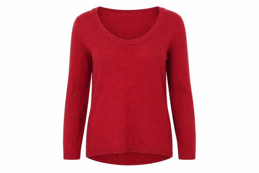 Kew Women’s Red Scoop Neck Knit Pullover Jumper Size S