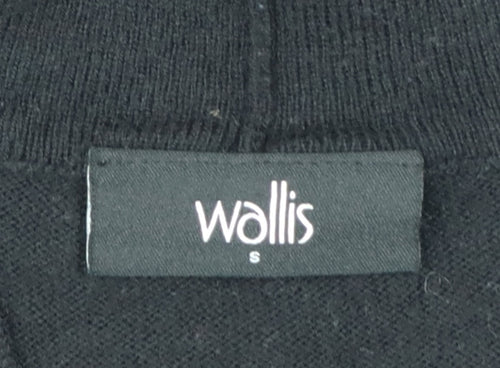 Wallis Women Black S Longline Open Knit Cardigan Button Pockets