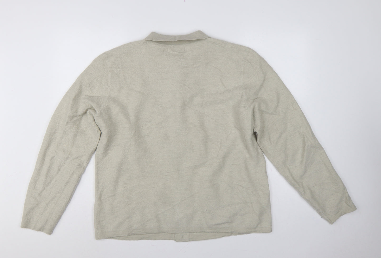 Autograph Men’s Beige XL Merino Wool Collared Button Cardigan