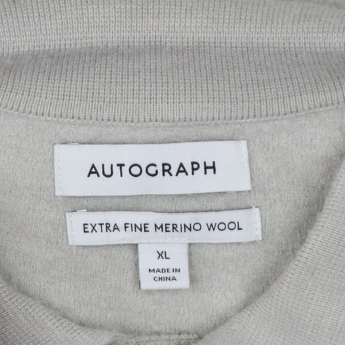 Autograph Men’s Beige XL Merino Wool Collared Button Cardigan