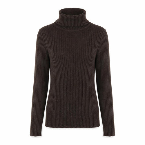 GAP Women’s Brown S Ribbed Roll Neck Slim Cotton Jumper