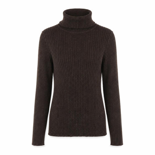 GAP Women’s Brown S Ribbed Roll Neck Slim Cotton Jumper