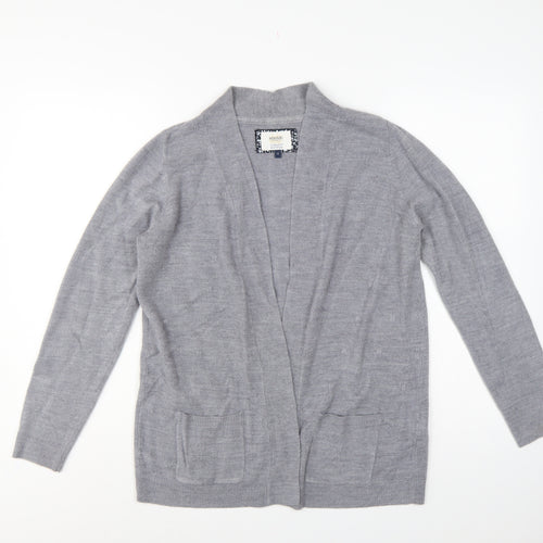 Maine New England Women Grey Size 12 Open Long Sleeve Cardigan Pockets