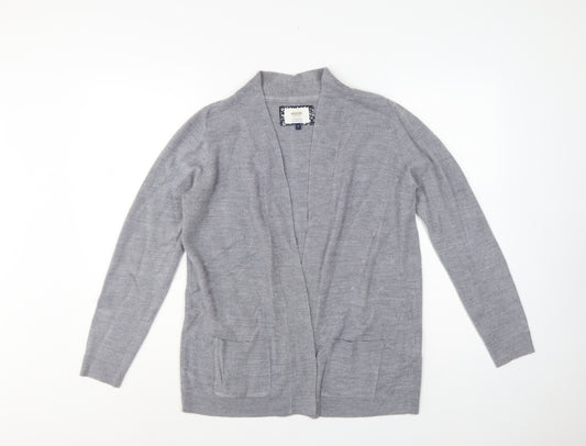 Maine New England Women Grey Size 12 Open Long Sleeve Cardigan Pockets