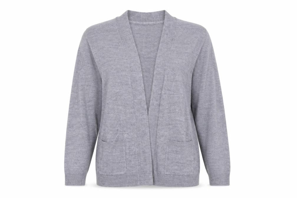 Maine New England Women Grey Size 12 Open Long Sleeve Cardigan Pockets