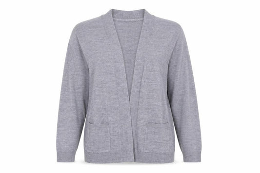 Maine New England Women Grey Size 12 Open Long Sleeve Cardigan Pockets