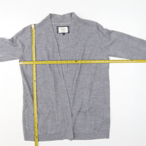 Maine New England Women Grey Size 12 Open Long Sleeve Cardigan Pockets