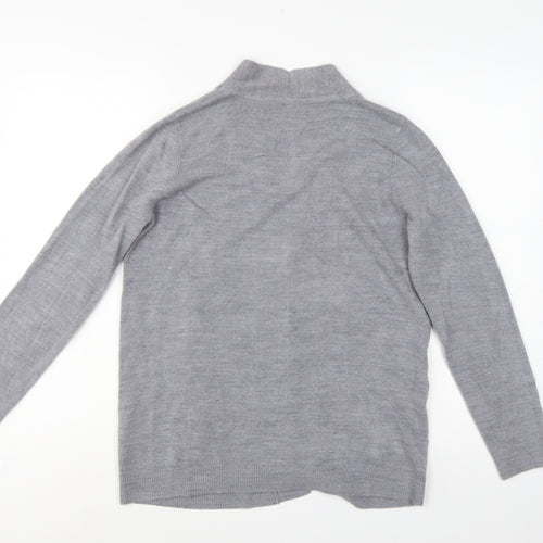 Maine New England Women Grey Size 12 Open Long Sleeve Cardigan Pockets