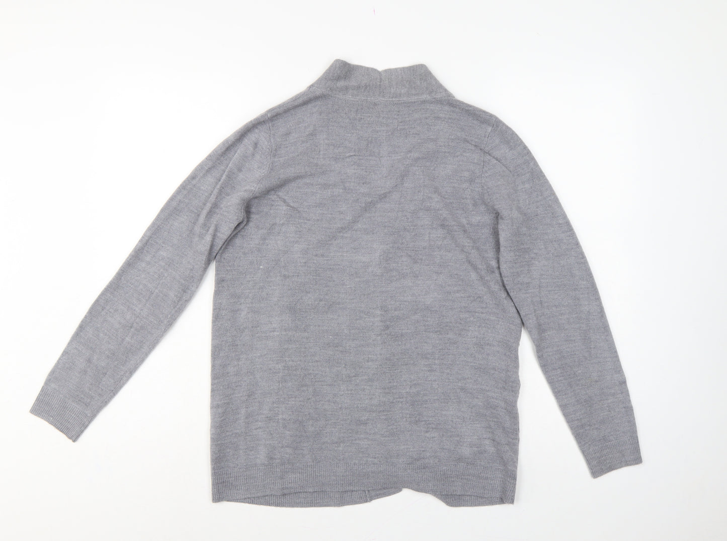 Maine New England Women Grey Size 12 Open Long Sleeve Cardigan Pockets