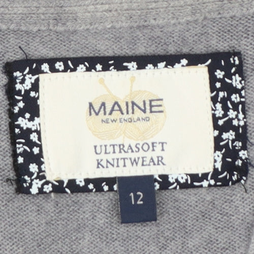 Maine New England Women Grey Size 12 Open Long Sleeve Cardigan Pockets