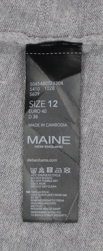 Maine New England Women Grey Size 12 Open Long Sleeve Cardigan Pockets