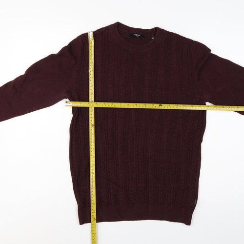 Jack & Jones Premium Men’s Burgundy XS Cable Knit Crew Neck Jumper