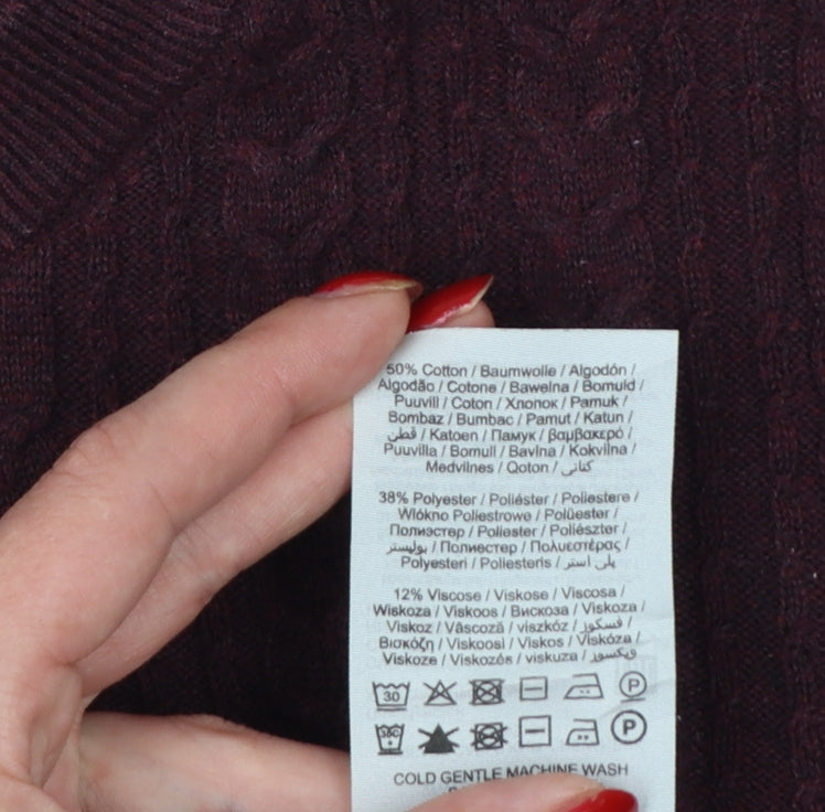 Jack & Jones Premium Men’s Burgundy XS Cable Knit Crew Neck Jumper