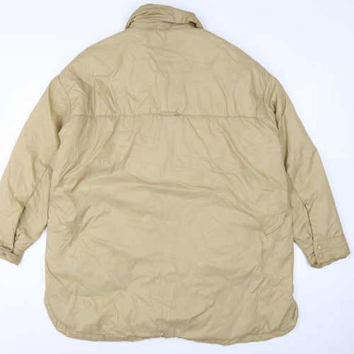 Zara Women Beige M Padded Oversized Mid-Length Snap Jacket