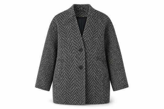 Marks and Spencer Women Grey Herringbone Wool Blend Overcoat UK 12