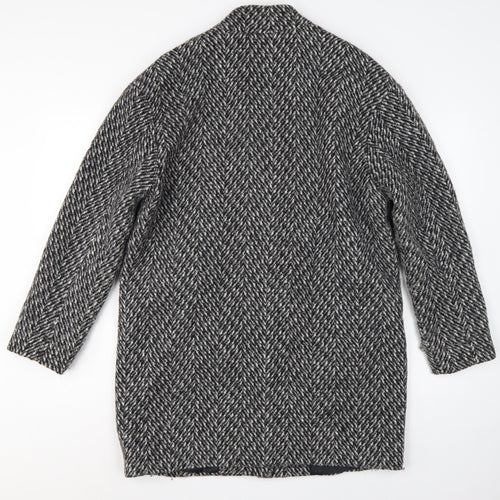 Marks and Spencer Women Grey Herringbone Wool Blend Overcoat UK 12