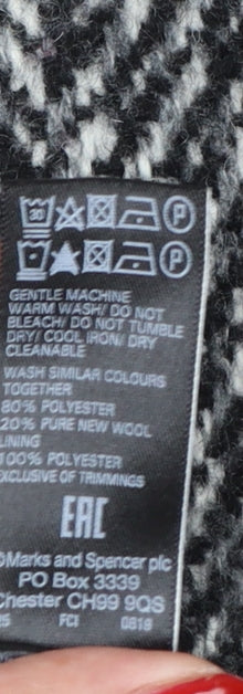 Marks and Spencer Women Grey Herringbone Wool Blend Overcoat UK 12