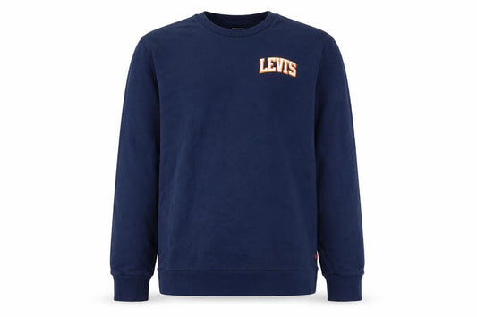 Levi's Men's Blue M Standard Logo Crew Neck Pullover Sweatshirt Cotton