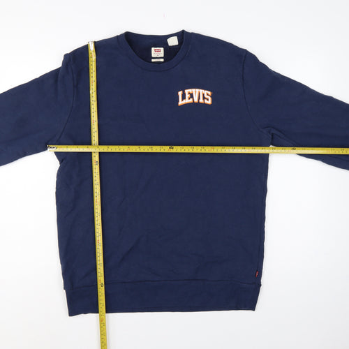 Levi's Men's Blue M Standard Logo Crew Neck Pullover Sweatshirt Cotton