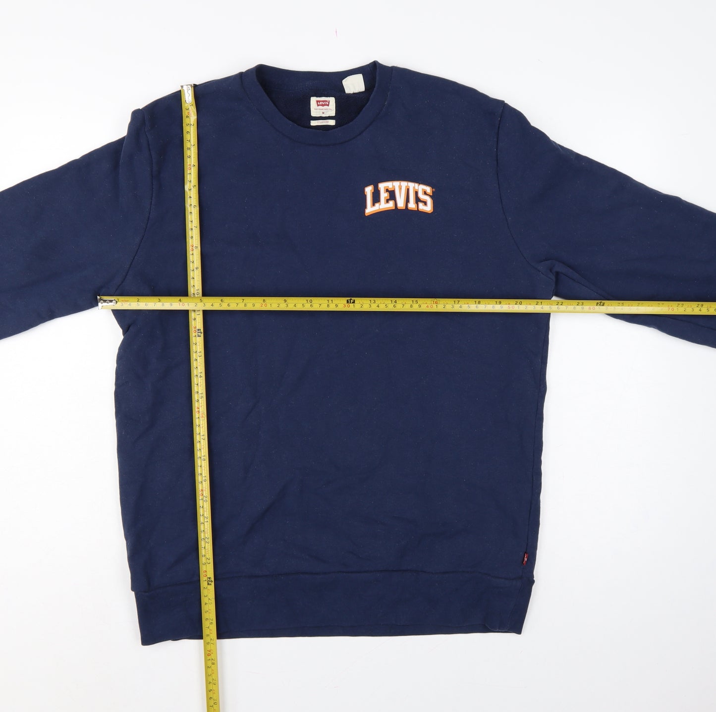 Levi's Men's Blue M Standard Logo Crew Neck Pullover Sweatshirt Cotton