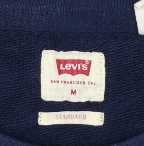 Levi's Men's Blue M Standard Logo Crew Neck Pullover Sweatshirt Cotton