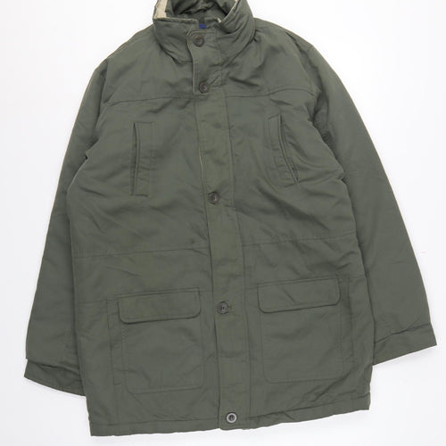 Premier Man Men’s Green M Parka Coat Padded Hooded Utility Jacket