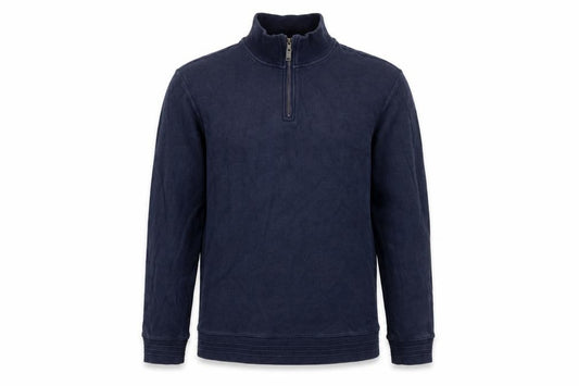 Jaeger Men’s Navy Blue L Quarter Zip High Neck Cotton Sweatshirt