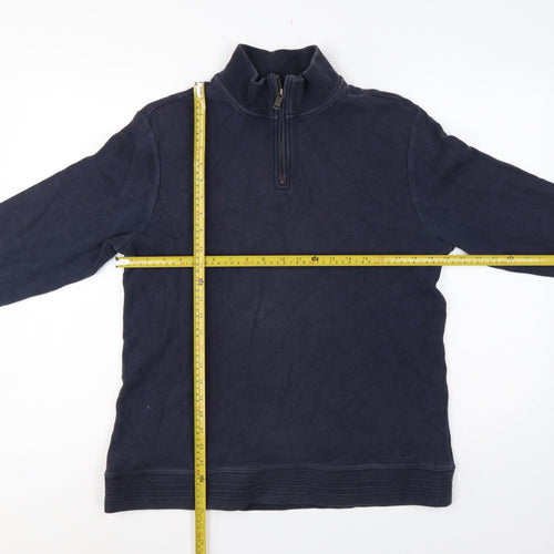 Jaeger Men’s Navy Blue L Quarter Zip High Neck Cotton Sweatshirt