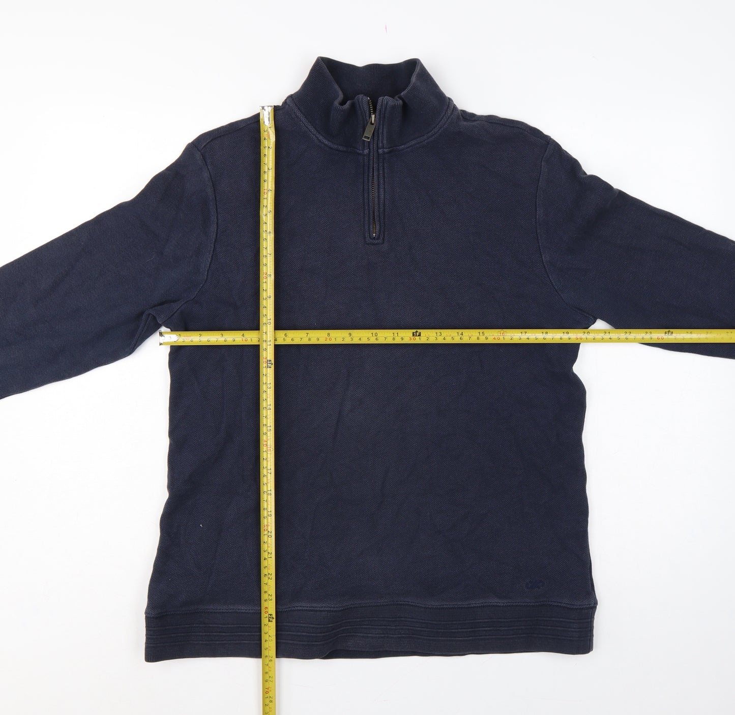 Jaeger Men’s Navy Blue L Quarter Zip High Neck Cotton Sweatshirt