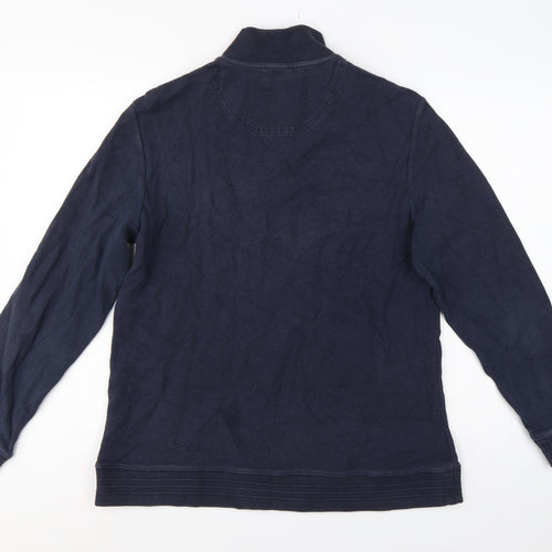 Jaeger Men’s Navy Blue L Quarter Zip High Neck Cotton Sweatshirt