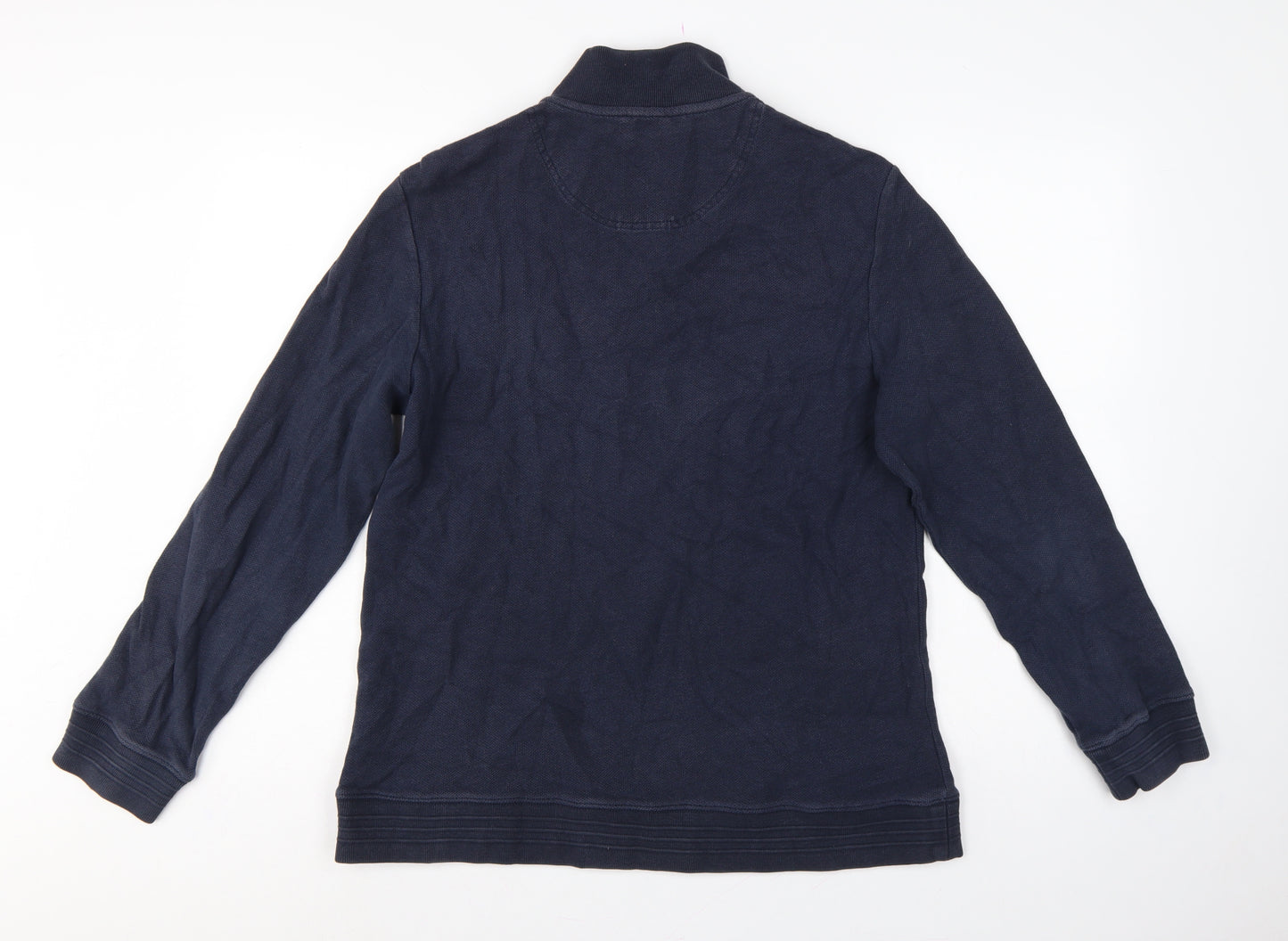 Jaeger Men’s Navy Blue L Quarter Zip High Neck Cotton Sweatshirt