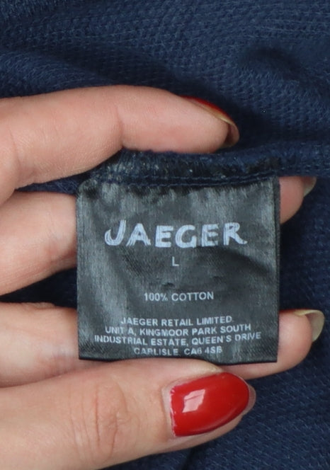 Jaeger Men’s Navy Blue L Quarter Zip High Neck Cotton Sweatshirt
