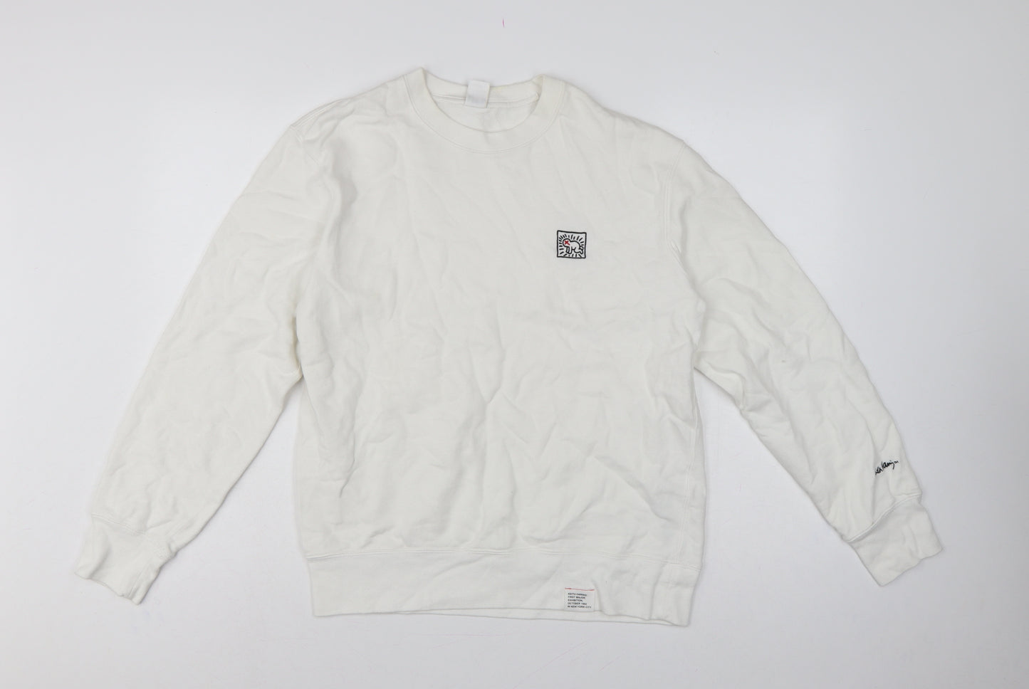 Uniqlo U Keith Haring Unisex White M Pullover Sweatshirt Embroidered