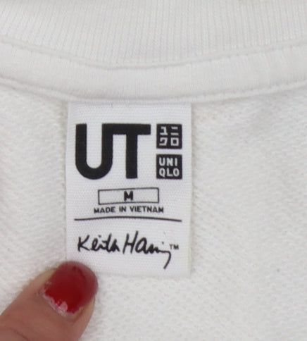 Uniqlo U Keith Haring Unisex White M Pullover Sweatshirt Embroidered