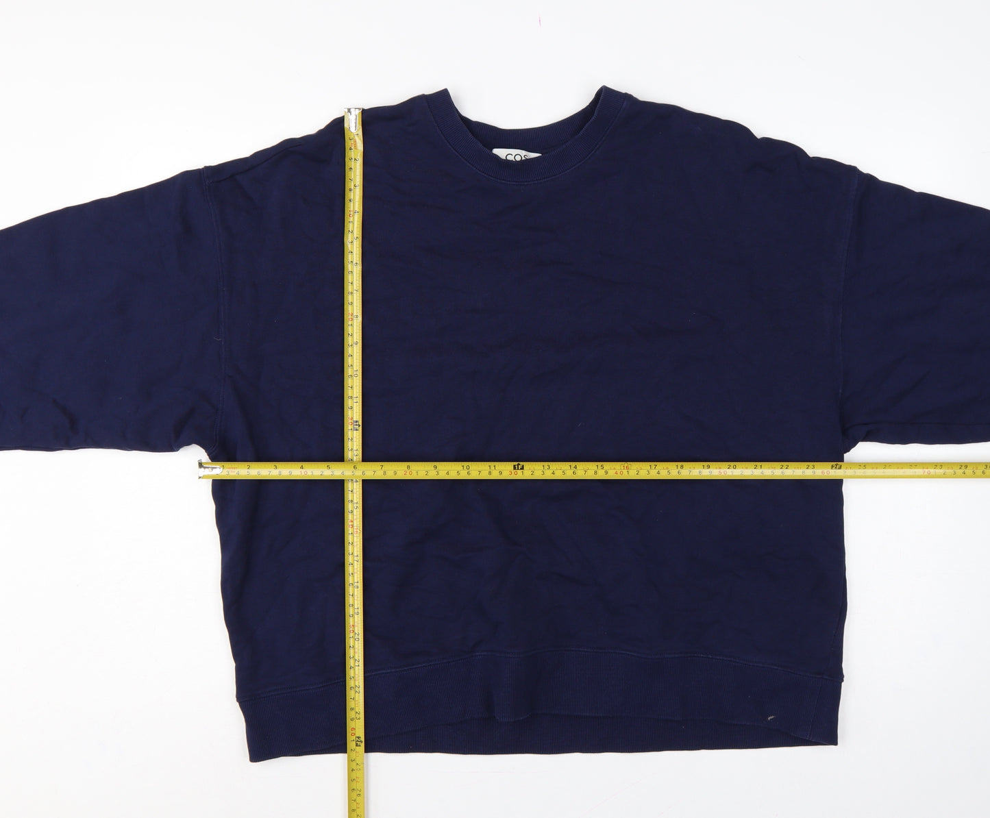 COS Women’s Blue M Pullover Crew Neck Cotton Sweatshirt Long Sleeve
