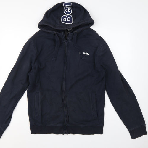 Bench Men’s Navy L Full Zip Logo Hooded Fleece Sweatshirt Hoodie