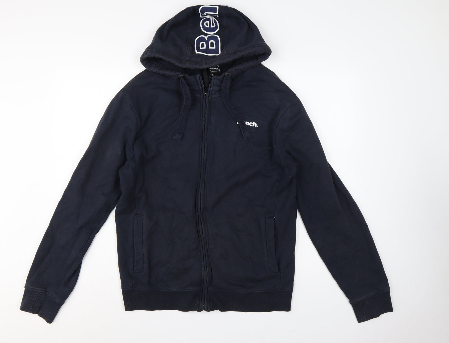 Bench Men’s Navy L Full Zip Logo Hooded Fleece Sweatshirt Hoodie