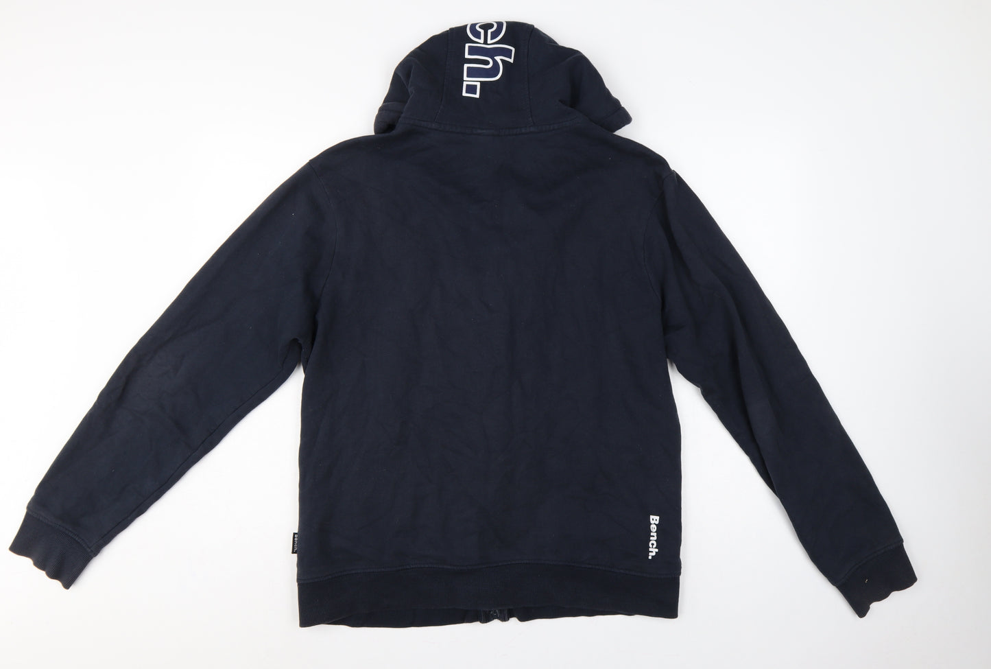 Bench Men’s Navy L Full Zip Logo Hooded Fleece Sweatshirt Hoodie