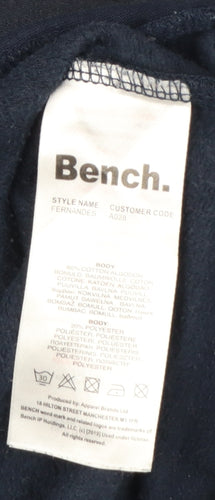 Bench Men’s Navy L Full Zip Logo Hooded Fleece Sweatshirt Hoodie